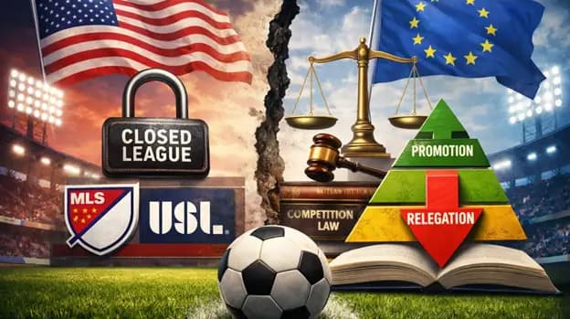 What is a semi-closed league in sports?
